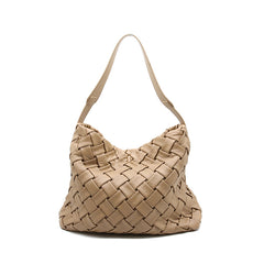 Handmade Soft Vegan Leather Woven  Tote Bag for Women, Large Minimalist Commuter Shoulder Bag with Inner Pouch