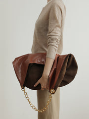 Oversized Fashion Cowhide Leather Chain Boho Bag, Must-have Fashion Tote Bag