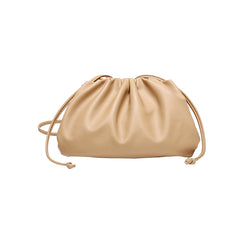 Silky Lambskin Leather Women's Cloud Bag With Pleated Design, Crossbody Clutch Party Bag