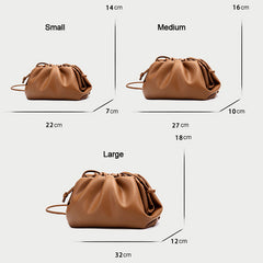 Silky Lambskin Leather Women's Cloud Bag With Pleated Design, Crossbody Clutch Party Bag