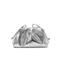 Silky Lambskin Leather Women's Cloud Bag With Pleated Design, Crossbody Clutch Party Bag