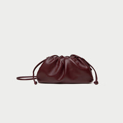 Silky Lambskin Leather Women's Cloud Bag With Pleated Design, Crossbody Clutch Party Bag