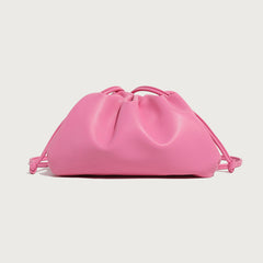 Silky Lambskin Leather Women's Cloud Bag With Pleated Design, Crossbody Clutch Party Bag