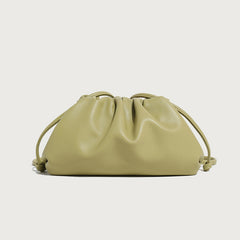 Silky Lambskin Leather Women's Cloud Bag With Pleated Design, Crossbody Clutch Party Bag