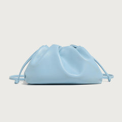 Silky Lambskin Leather Women's Cloud Bag With Pleated Design, Crossbody Clutch Party Bag