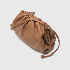 Silky Lambskin Leather Women's Cloud Bag With Pleated Design, Crossbody Clutch Party Bag