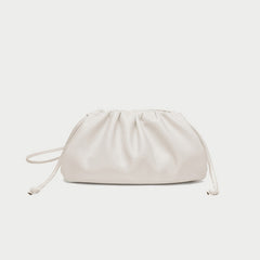 Silky Lambskin Leather Women's Cloud Bag With Pleated Design, Crossbody Clutch Party Bag