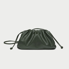 Silky Lambskin Leather Women's Cloud Bag With Pleated Design, Crossbody Clutch Party Bag