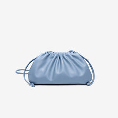 Silky Lambskin Leather Women's Cloud Bag With Pleated Design, Crossbody Clutch Party Bag