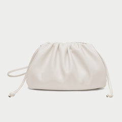 Silky Lambskin Leather Women's Cloud Bag With Pleated Design, Crossbody Clutch Party Bag