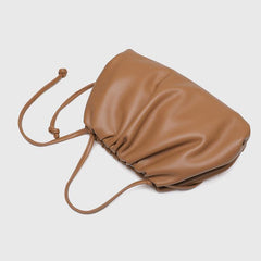 Silky Lambskin Leather Women's Cloud Bag With Pleated Design, Crossbody Clutch Party Bag