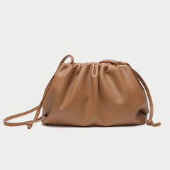 Silky Lambskin Leather Women's Cloud Bag With Pleated Design, Crossbody Clutch Party Bag