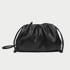 Silky Lambskin Leather Women's Cloud Bag With Pleated Design, Crossbody Clutch Party Bag