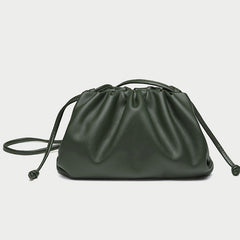 Silky Lambskin Leather Women's Cloud Bag With Pleated Design, Crossbody Clutch Party Bag