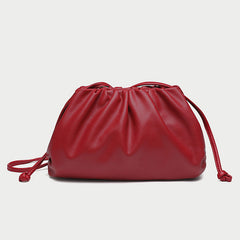 Silky Lambskin Leather Women's Cloud Bag With Pleated Design, Crossbody Clutch Party Bag