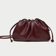 Silky Lambskin Leather Women's Cloud Bag With Pleated Design, Crossbody Clutch Party Bag