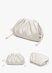 Silky Lambskin Leather Women's Cloud Bag With Pleated Design, Crossbody Clutch Party Bag