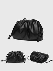 Silky Lambskin Leather Women's Cloud Bag With Pleated Design, Crossbody Clutch Party Bag