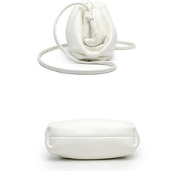 Silky Lambskin Leather Women's Cloud Bag With Pleated Design, Crossbody Clutch Party Bag