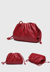 Silky Lambskin Leather Women's Cloud Bag With Pleated Design, Crossbody Clutch Party Bag