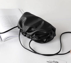 Silky Lambskin Leather Women's Cloud Bag With Pleated Design, Crossbody Clutch Party Bag