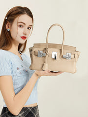 Small Togo Pebbled Leather Handbag Silver Tone Vintage Edition, Must-have Leather Designer Bag