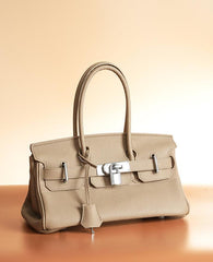 Small Togo Pebbled Leather Handbag Silver Tone Vintage Edition, Must-have Leather Designer Bag