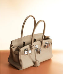 Small Togo Pebbled Leather Handbag Silver Tone Vintage Edition, Must-have Leather Designer Bag