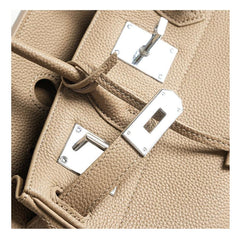 Small Togo Pebbled Leather Handbag Silver Tone Vintage Edition, Must-have Leather Designer Bag