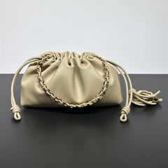 Soft Lambskin Leather Drawstring Cloud Bag | Chain & Knot Shoulder, Crossbody & Handbag for Women