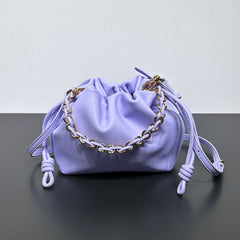 Soft Lambskin Leather Drawstring Cloud Bag | Chain & Knot Shoulder, Crossbody & Handbag for Women