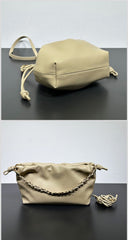 Soft Lambskin Leather Drawstring Cloud Bag | Chain & Knot Shoulder, Crossbody & Handbag for Women