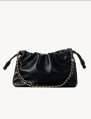 Soft Lambskin Leather Drawstring Cloud Bag | Chain & Knot Shoulder, Crossbody & Handbag for Women