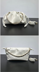 Soft Lambskin Leather Drawstring Cloud Bag | Chain & Knot Shoulder, Crossbody & Handbag for Women