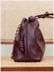 Soft Lambskin Leather Drawstring Cloud Bag | Chain & Knot Shoulder, Crossbody & Handbag for Women