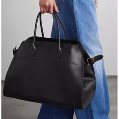 Versatile Genuine Leather Tote Bag - Women's Boston Shoulder Bag for Everyday Commute, Luxury Designer Bag