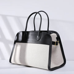 Versatile Genuine Leather Tote Bag - Women's Boston Shoulder Bag for Everyday Commute, Luxury Designer Bag