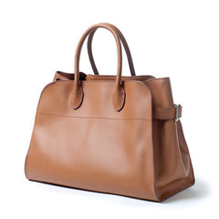 Versatile Genuine Leather Tote Bag - Women's Boston Shoulder Bag for Everyday Commute, Luxury Designer Bag