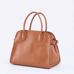 Versatile Genuine Leather Tote Bag - Women's Boston Shoulder Bag for Everyday Commute, Luxury Designer Bag