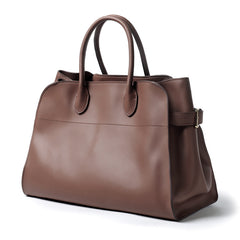 Versatile Genuine Leather Tote Bag - Women's Boston Shoulder Bag for Everyday Commute, Luxury Designer Bag