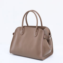 Versatile Genuine Leather Tote Bag - Women's Boston Shoulder Bag for Everyday Commute, Luxury Designer Bag