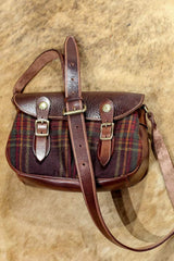 Versatile and Stylish Handcrafted Plaid Wool and Full Grain Leather Crossbody Bag