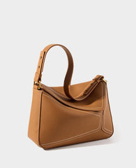 Women's Geometric Pebbled Leather Shoulder Bag | Timeless Leather Crossbody Bag