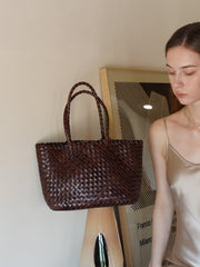 Woven leather bag, handmade full grain leather bag, Minimalist women's Bag, Handbag, Soft Leather Tote, Daily Bag, Gift for Her - Alexel Crafts