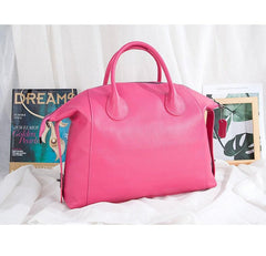 Extra Large Grain Leather Tote Bag/Shoulder Bag, Cowhide Leather Boston Bag, Shopping leather bag, Fashion Bag Black, Pink, Gifts