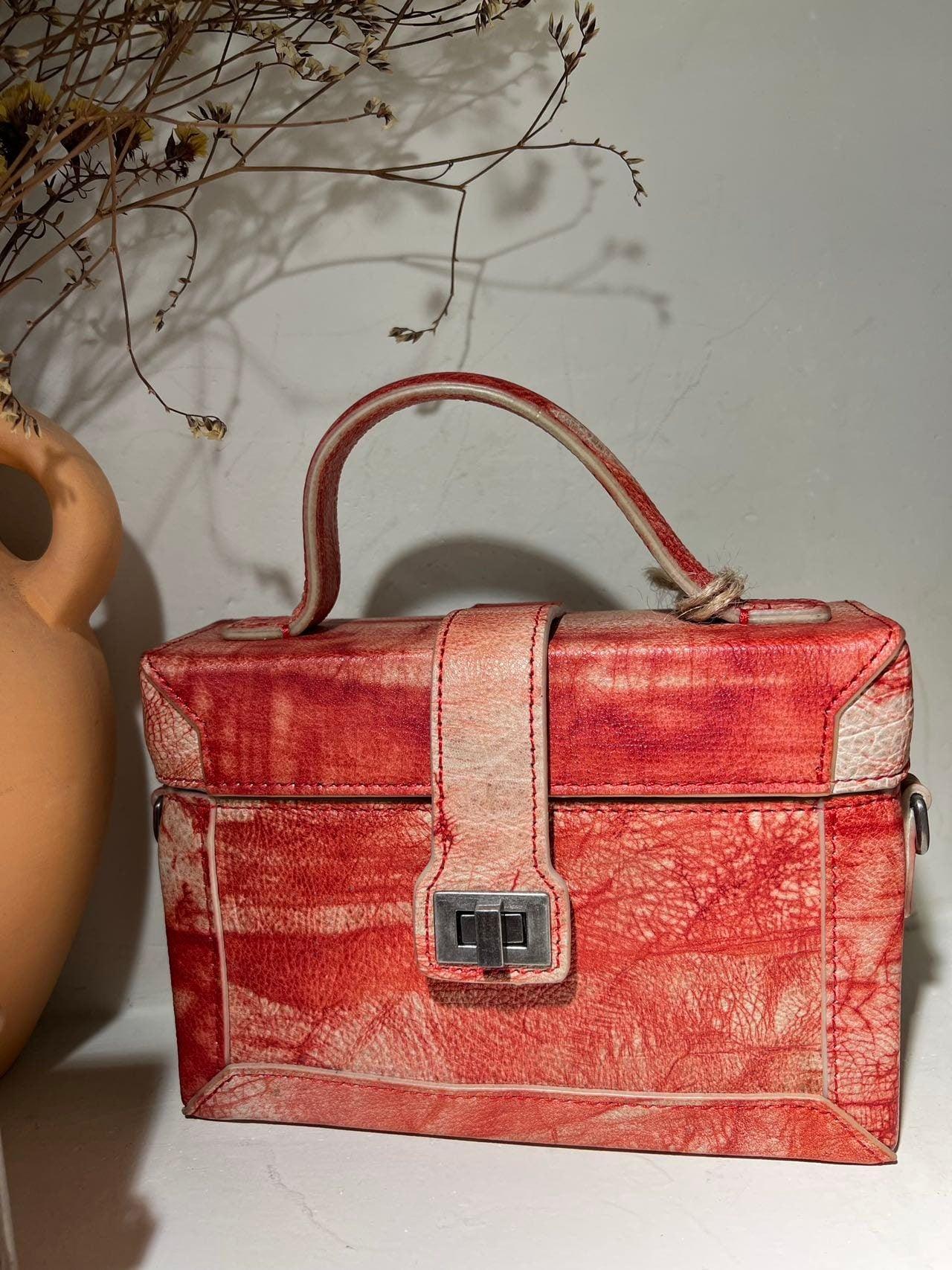Fantasy Colours Calfskin Leather Classic Box Bag, Women's Leather Box Shoulder Bag, Handcrafted Designer Bag, Classic Crossbody Bag