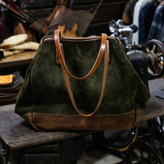 Italian Cowhide Leather Suede Large Tote Bag, Leather Everyday Bag, Leather Laptop Bag, Weekend Bag, Casual Men's Shoulder Bag, Mummy Bag