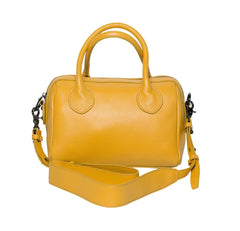 Neon Yellow Italy Grain Leather Boston Bag, Leather Shoulder Bag Yellow, Black, Lady Fashion Crossbody Bag, Minimalist Designer Bag