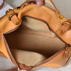 Vintage Italy Cowhide Leather Messenger Bag | Leather Shoulder Bag | Handmade Hand Bag | Leather Contrast Color Crossbody Bag - Alexel Crafts