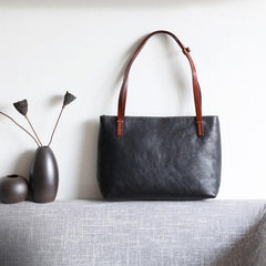 Women Pure Leather Tote Bag | Large Italian Leather Handcrafted Handbag | Spacious Durable | Full Grain Leather | Black Colour
